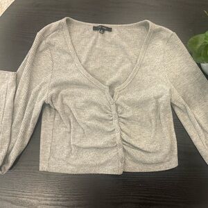 Love Tree Light Gray Ribbed Sweater